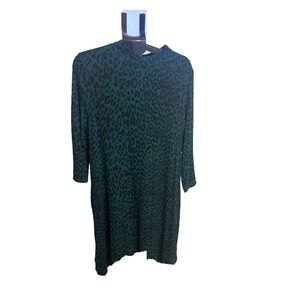 Leopard Print Long Sleeve Midi Dress Plus